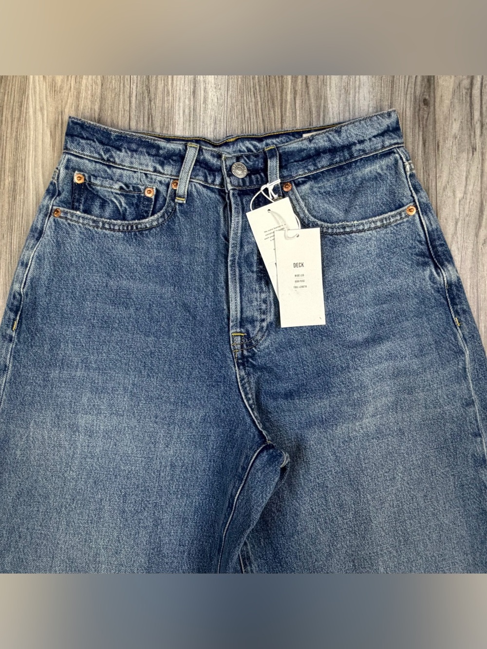 Buck Mason Ridge Twill Jet Set Jeans High Rise Wide Leg Denim Size 26 NEW - Picture 3 of 10